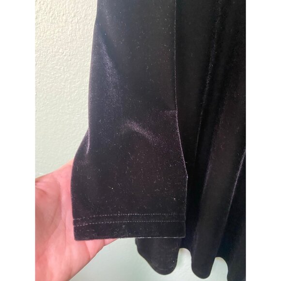 Vintage‎ Women's Long Sleeve Black Velvet Midi Dress Size 10 - Picture 3 of 7